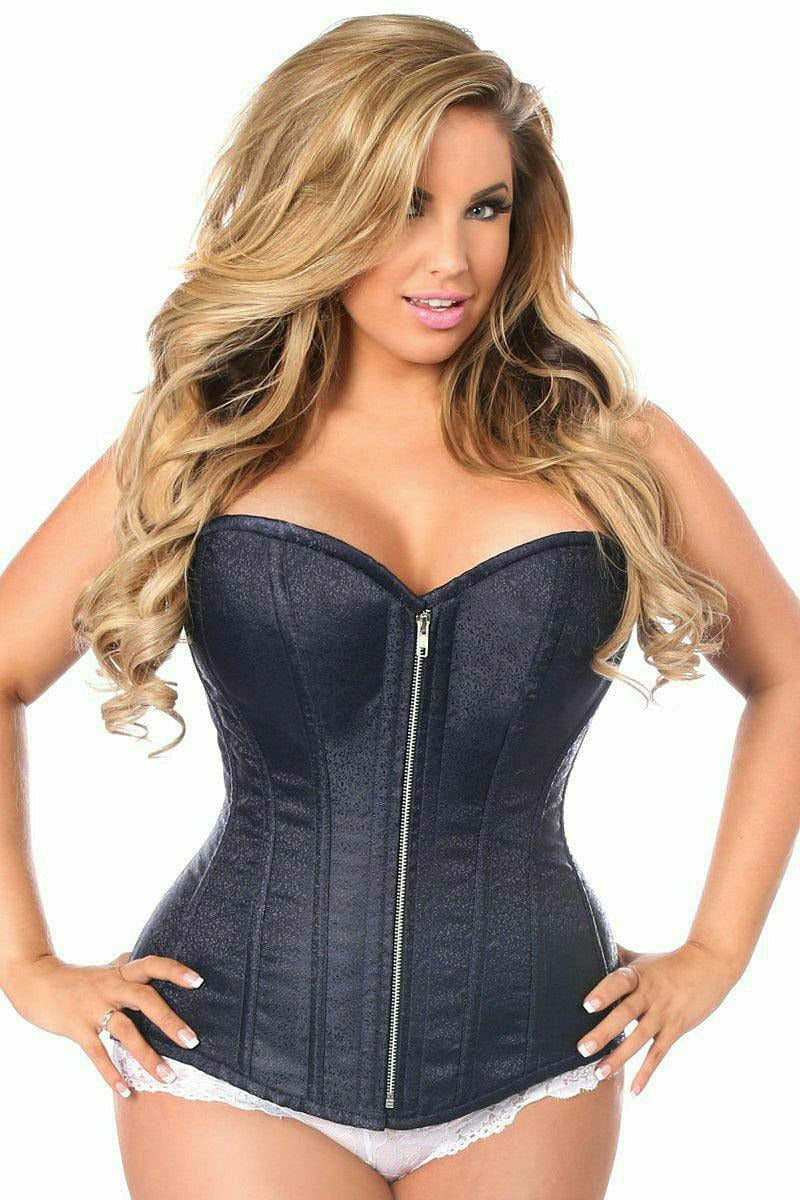 Daisy Corsets Top Drawer Navy Blue Brocade Steel Boned Corset