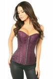 Daisy Corsets Top Drawer Plum Brocade Steel Boned Corset - Flyclothing LLC