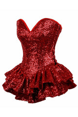 Daisy Corsets Top Drawer Red Sequin Steel Boned Mini Corset Dress