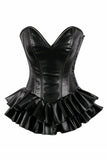 Daisy Corsets Top Drawer Black Faux Leather Steel Boned Mini Corset Dress