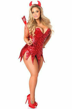 Daisy Corsets Top Drawer Red Sequin Devil Corset Dress Costume