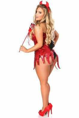 Daisy Corsets Top Drawer Red Sequin Devil Corset Dress Costume - Flyclothing LLC