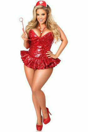 Daisy Corsets Top Drawer Premium Sequin Nurse Corset Dress Costume