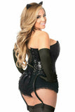 Daisy Corsets Top Drawer 4 PC Sequin Black Cat Corset Costume - Flyclothing LLC