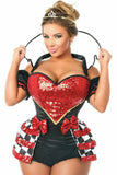 Daisy Corsets Top Drawer 6 PC Royal Red Queen Corset Costume - Flyclothing LLC