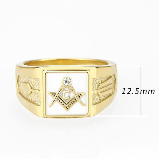 Alamode IP Gold(Ion Plating) Stainless Steel Ring with Top Grade Crystal in Clear - Alamode