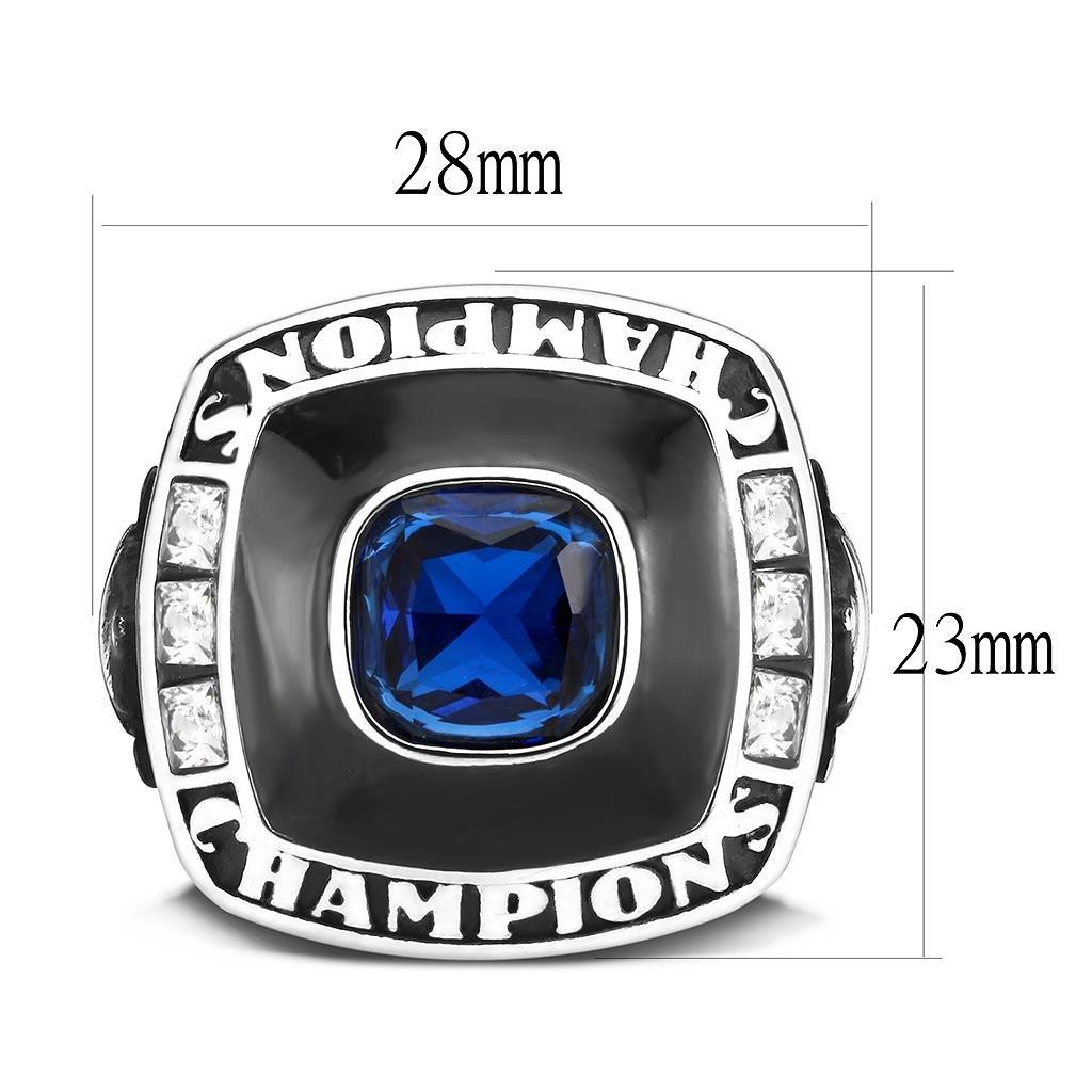 draft High polished (no plating) Stainless Steel Ring with Synthetic Spinel in Montana - Flyclothing LLC