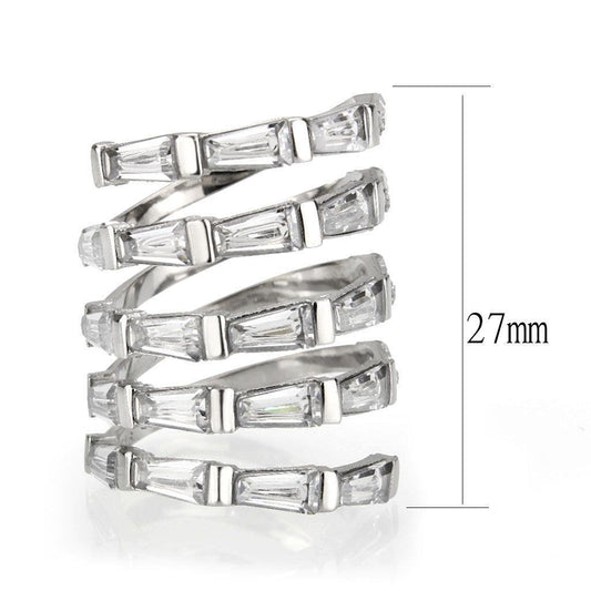 Alamode High polished Stainless Steel Ring with AAA Grade CZ in Clear Ring - Alamode