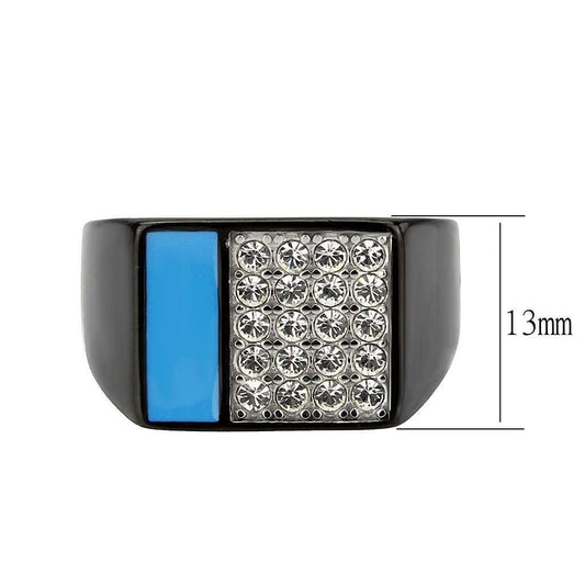 Alamode Two Tone IP Black (Ion Plating) Stainless Steel Ring with Top Grade Crystal in Clear - Alamode