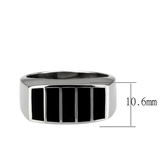 Alamode High polished (no plating) Stainless Steel Ring with Epoxy in Jet - Alamode