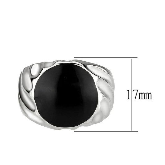 Alamode High polished (no plating) Stainless Steel Ring with Epoxy in Jet - Alamode