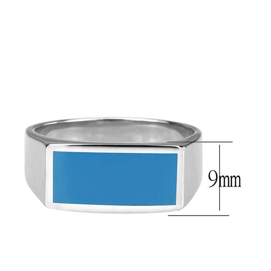 Alamode High polished (no plating) Stainless Steel Ring with Epoxy in SeaBlue - Alamode