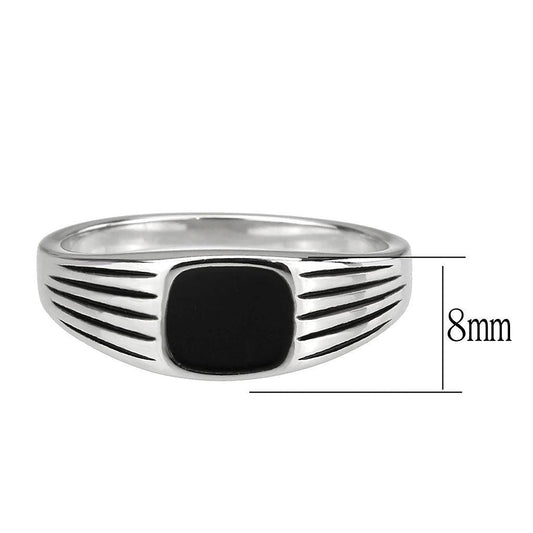 Alamode High polished (no plating) Stainless Steel Ring with Epoxy in Jet - Alamode