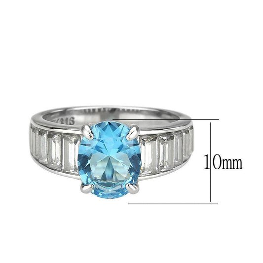 Alamode High polished (no plating) Stainless Steel Ring with Synthetic in SeaBlue - Alamode