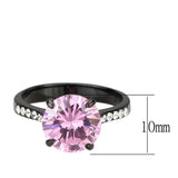 Alamode IP Black (Ion Plating) Stainless Steel Ring with AAA Grade CZ in Rose - Alamode