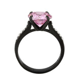 Alamode IP Black (Ion Plating) Stainless Steel Ring with AAA Grade CZ in Rose - Alamode