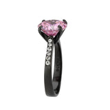 Alamode IP Black (Ion Plating) Stainless Steel Ring with AAA Grade CZ in Rose - Alamode