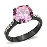 Alamode IP Black (Ion Plating) Stainless Steel Ring with AAA Grade CZ in Rose - Alamode