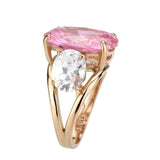 Alamode IP Rose Gold(Ion Plating) Stainless Steel Ring with AAA Grade CZ in Rose - Alamode