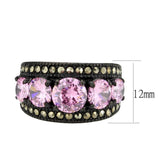 Alamode IP Black (Ion Plating) Stainless Steel Ring with AAA Grade CZ in Rose - Alamode