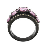 Alamode IP Black (Ion Plating) Stainless Steel Ring with AAA Grade CZ in Rose - Alamode