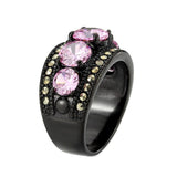 Alamode IP Black (Ion Plating) Stainless Steel Ring with AAA Grade CZ in Rose - Alamode