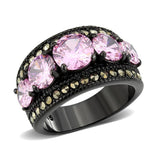 Alamode IP Black (Ion Plating) Stainless Steel Ring with AAA Grade CZ in Rose - Alamode