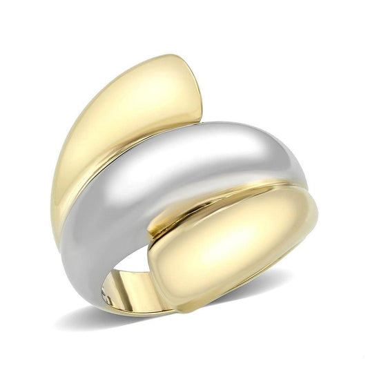 Alamode Two Tone IP Gold (Ion Plating) Stainless Steel Ring with NoStone in No Stone - Flyclothing LLC