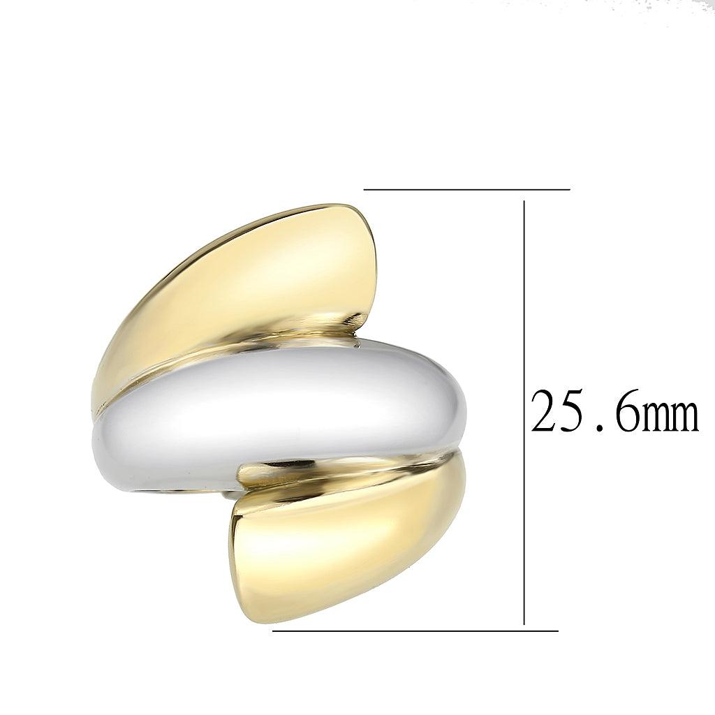 Alamode Two Tone IP Gold (Ion Plating) Stainless Steel Ring with NoStone in No Stone - Alamode