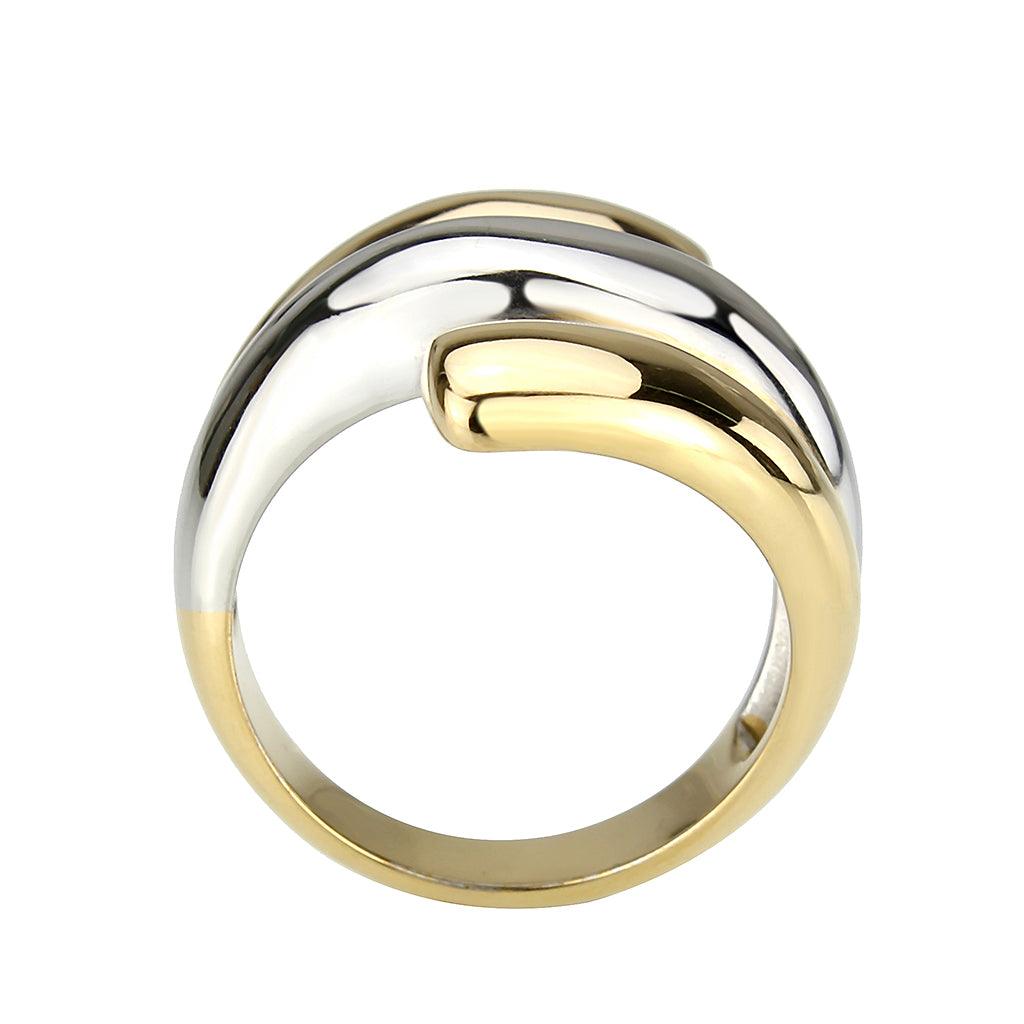 Alamode Two Tone IP Gold (Ion Plating) Stainless Steel Ring with NoStone in No Stone - Alamode