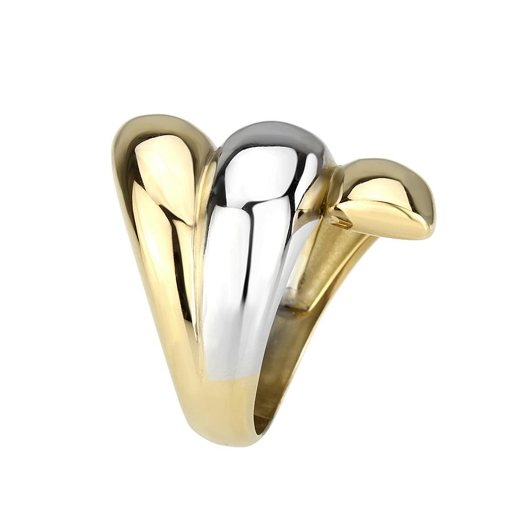 Alamode Two Tone IP Gold (Ion Plating) Stainless Steel Ring with NoStone in No Stone - Alamode