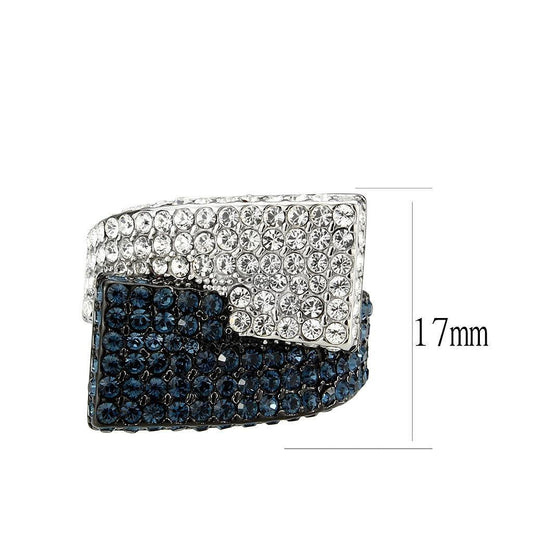 Alamode Two Tone IP Black (Ion Plating) Stainless Steel Ring with Top Grade Crystal in MultiColor - Alamode