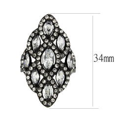 Alamode IP Black (Ion Plating) Stainless Steel Ring with AAA Grade CZ in Clear - Flyclothing LLC