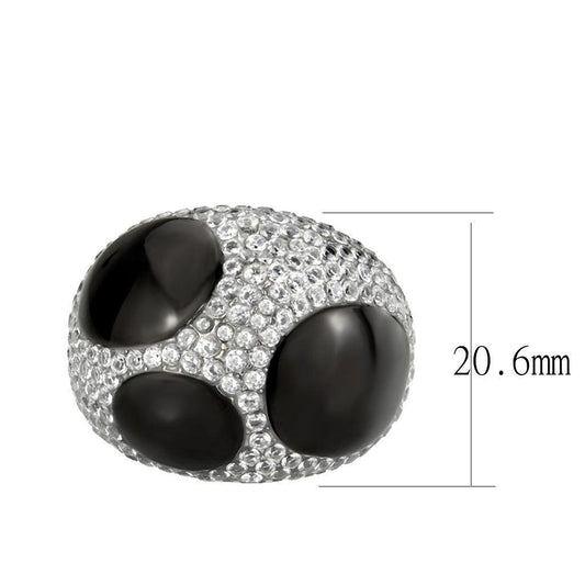 Alamode Two Tone IP Black (Ion Plating) Stainless Steel Ring with AAA Grade CZ in Clear - Alamode