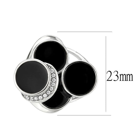 Alamode High polished (no plating) Stainless Steel Ring with AAA Grade CZ in Clear - Flyclothing LLC