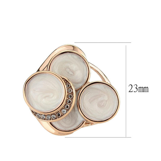 Alamode IP Rose Gold(Ion Plating) Stainless Steel Ring with AAA Grade CZ in Clear - Flyclothing LLC