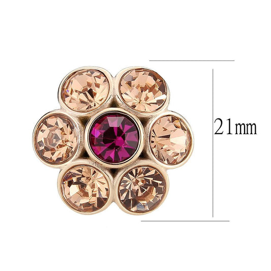 Alamode IP Rose Gold(Ion Plating) Stainless Steel Ring with Top Grade Crystal in MultiColor - Alamode