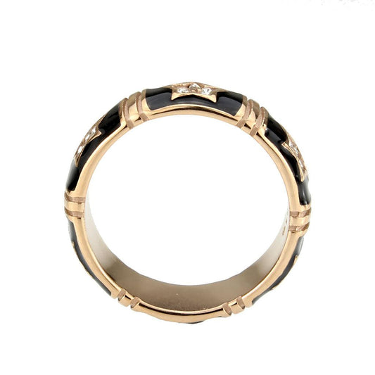 Alamode IP Rose Gold(Ion Plating) Stainless Steel Ring with Top Grade Crystal in Clear - Alamode