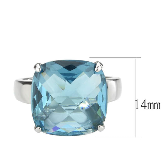 Alamode High polished (no plating) Stainless Steel Ring with Synthetic in SeaBlue - Alamode