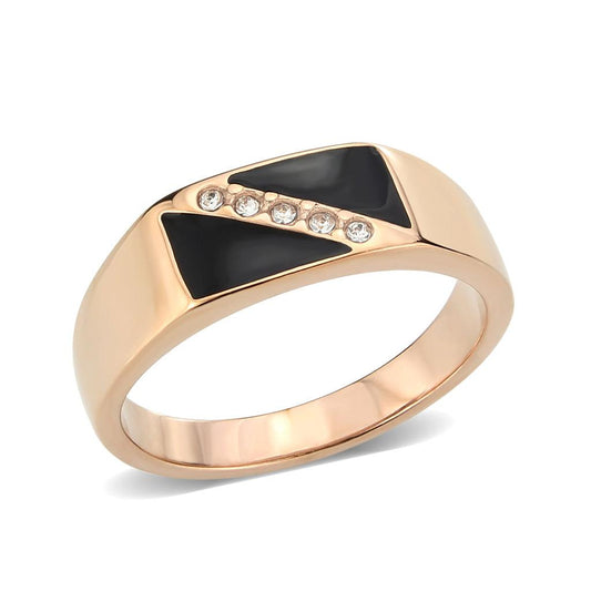 Alamode IP Rose Gold(Ion Plating) Stainless Steel Ring with Top Grade Crystal in Clear - Alamode