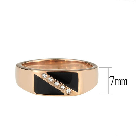 Alamode IP Rose Gold(Ion Plating) Stainless Steel Ring with Top Grade Crystal in Clear - Alamode