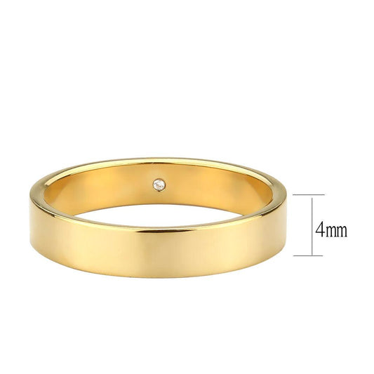 Alamode IP Gold Stainless Steel Ring with Top Grade Crystal in Clear - Alamode