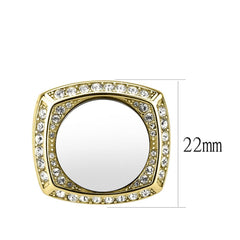 draft Two Tone IP Gold (Ion Plating) Stainless Steel Ring with Top Grade Crystal in Clear - Flyclothing LLC