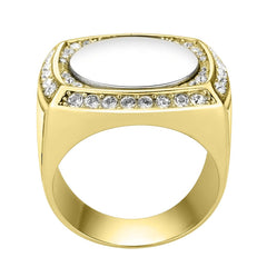 draft Two Tone IP Gold (Ion Plating) Stainless Steel Ring with Top Grade Crystal in Clear - Flyclothing LLC