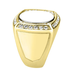 draft Two Tone IP Gold (Ion Plating) Stainless Steel Ring with Top Grade Crystal in Clear - Flyclothing LLC