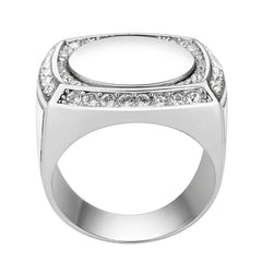 draft High polished (no plating) Stainless Steel Ring with Top Grade Crystal in Clear - Flyclothing LLC