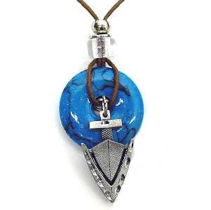 Arrowhead Adjustable Cord Necklace with Torquoise Colored Disc - Flyclothing LLC