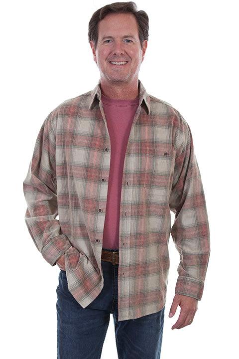 Scully STONE-RED Y/D CORDUROY PLAID SHIRT - Flyclothing LLC