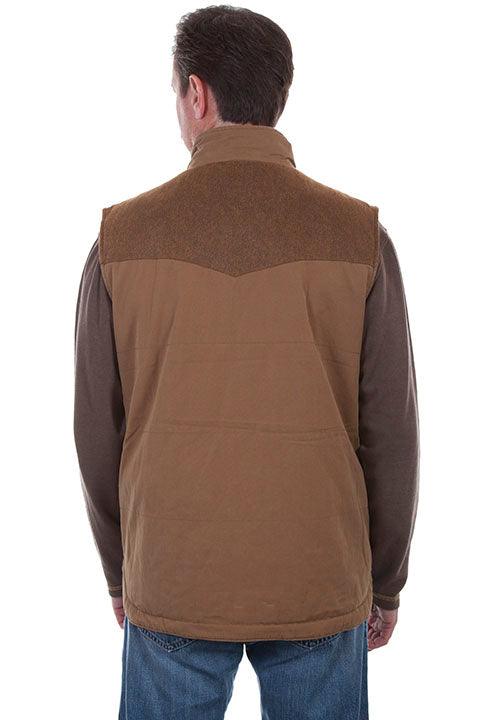 Scully TAN CANVAS VEST W/QUILTED PLAID LINING Jacket - Flyclothing LLC