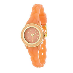 Carmen Braided Ladylike Watch With Coral Rubber Strap - JGI